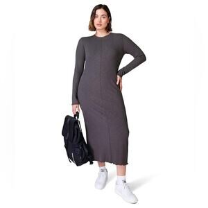 Sweaty Betty Ribbed Long Sleeve Midi Dress Small NEW NWT